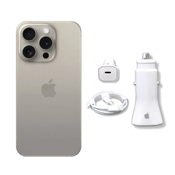 Nuevo Apple iPhone 15 Pro Max Recondicionado E SIM COLOR NATURAL TITANIUM 256GB Y 8GB RAM, de regalo incluye cargador para auto.