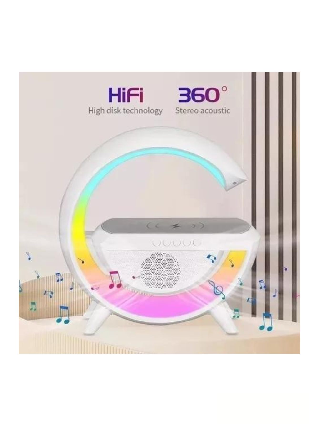 Bocina Lampara Luz Led Rgb con Cargador Inalámbrico Carga Rápida