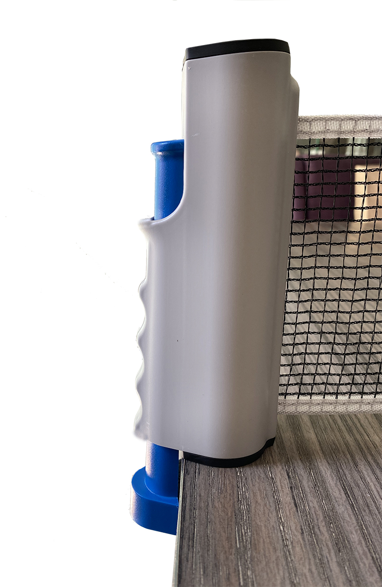 Set de Ping Pong Portátil con Red Retráctil, 3 Pelotas y 2 Raquetas (azul y gris)