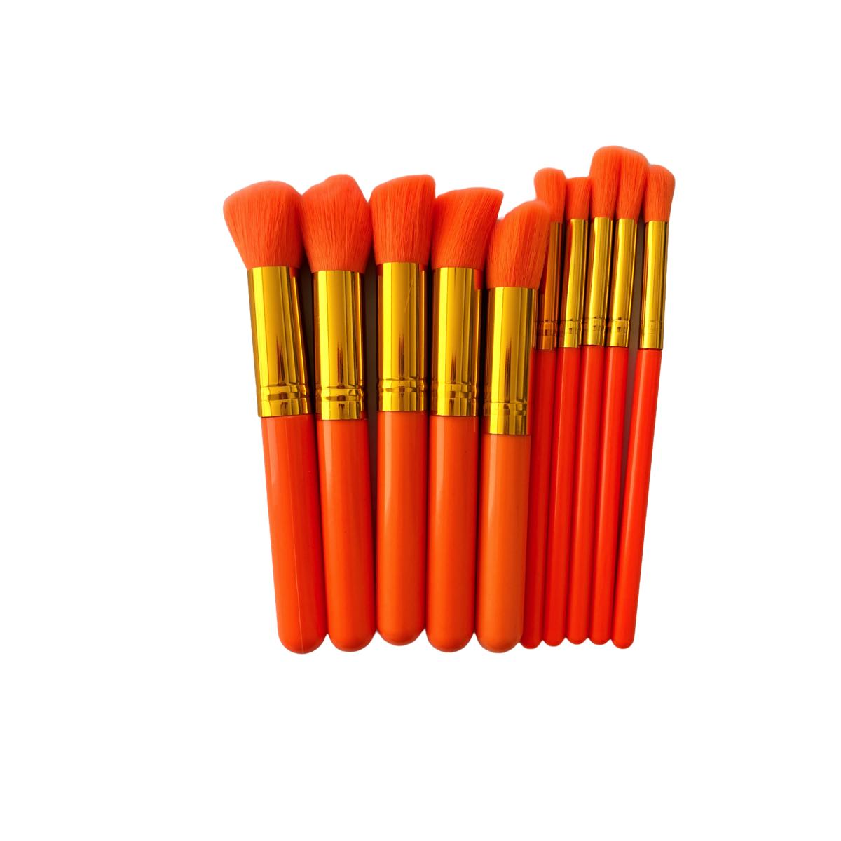 Set De 10 Brochas pinceles De Maquillaje Kabuki Colores