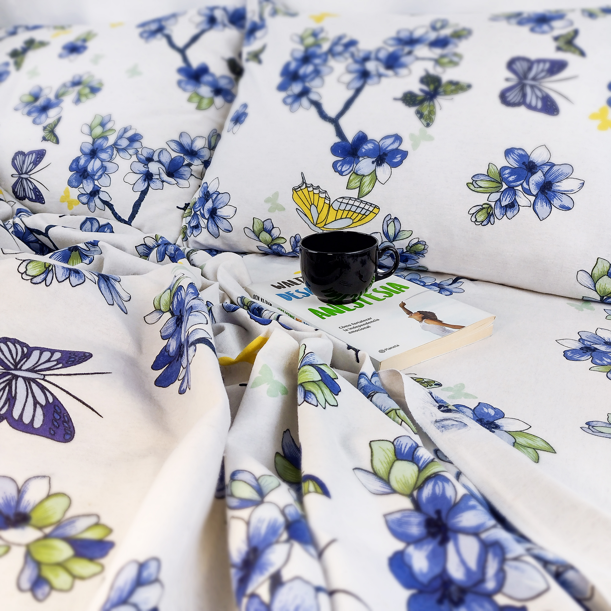 Sábana De Franela Individual Estampado - Bolboreta Algodón 100% - Tacto Suave.