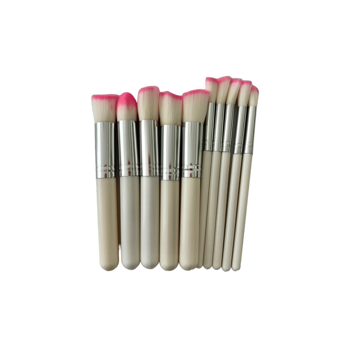 Set De 10 Brochas pinceles De Maquillaje Kabuki Colores