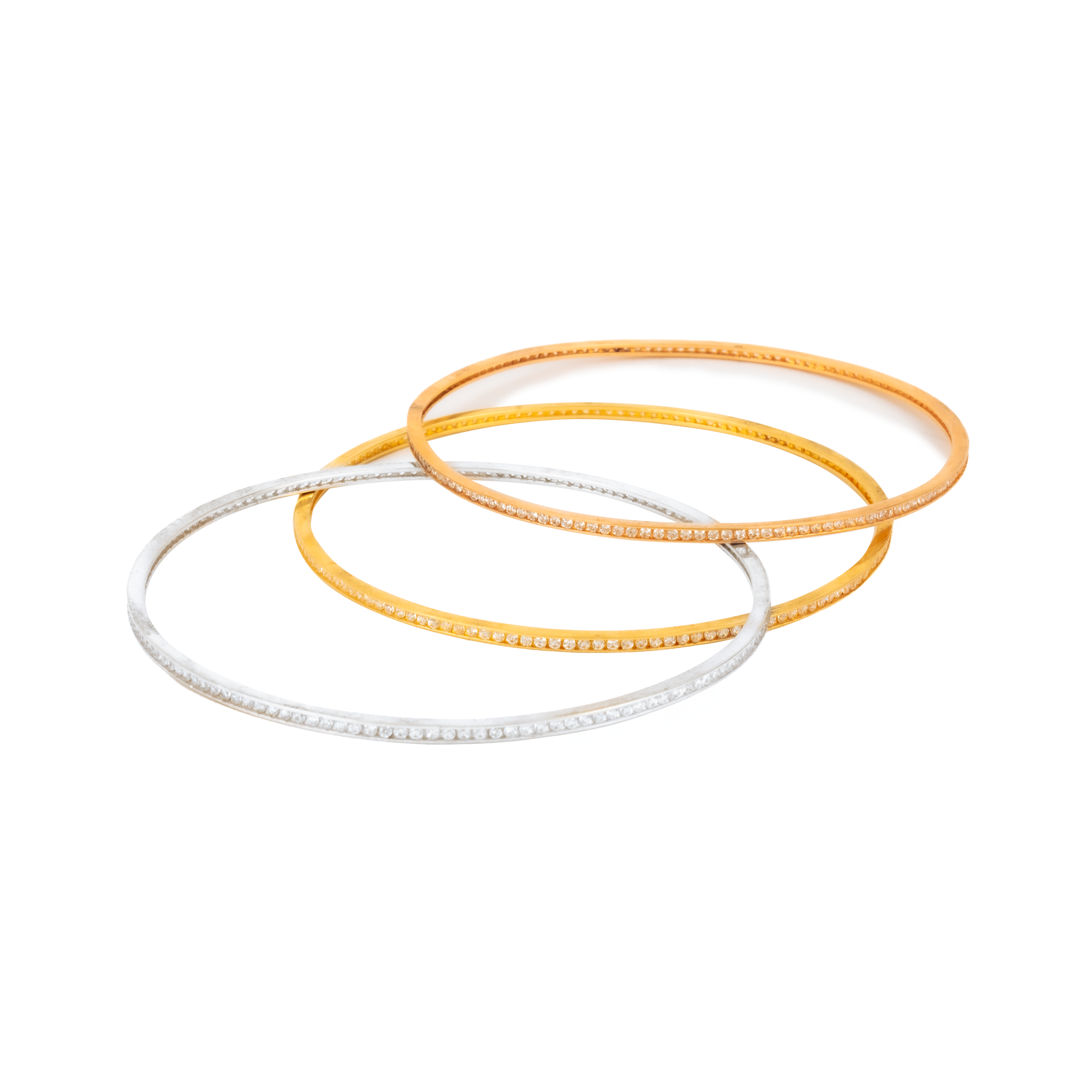 Semanario 3 Oros con circonias. Oro 14 Kilates. Oro Fino Joyería