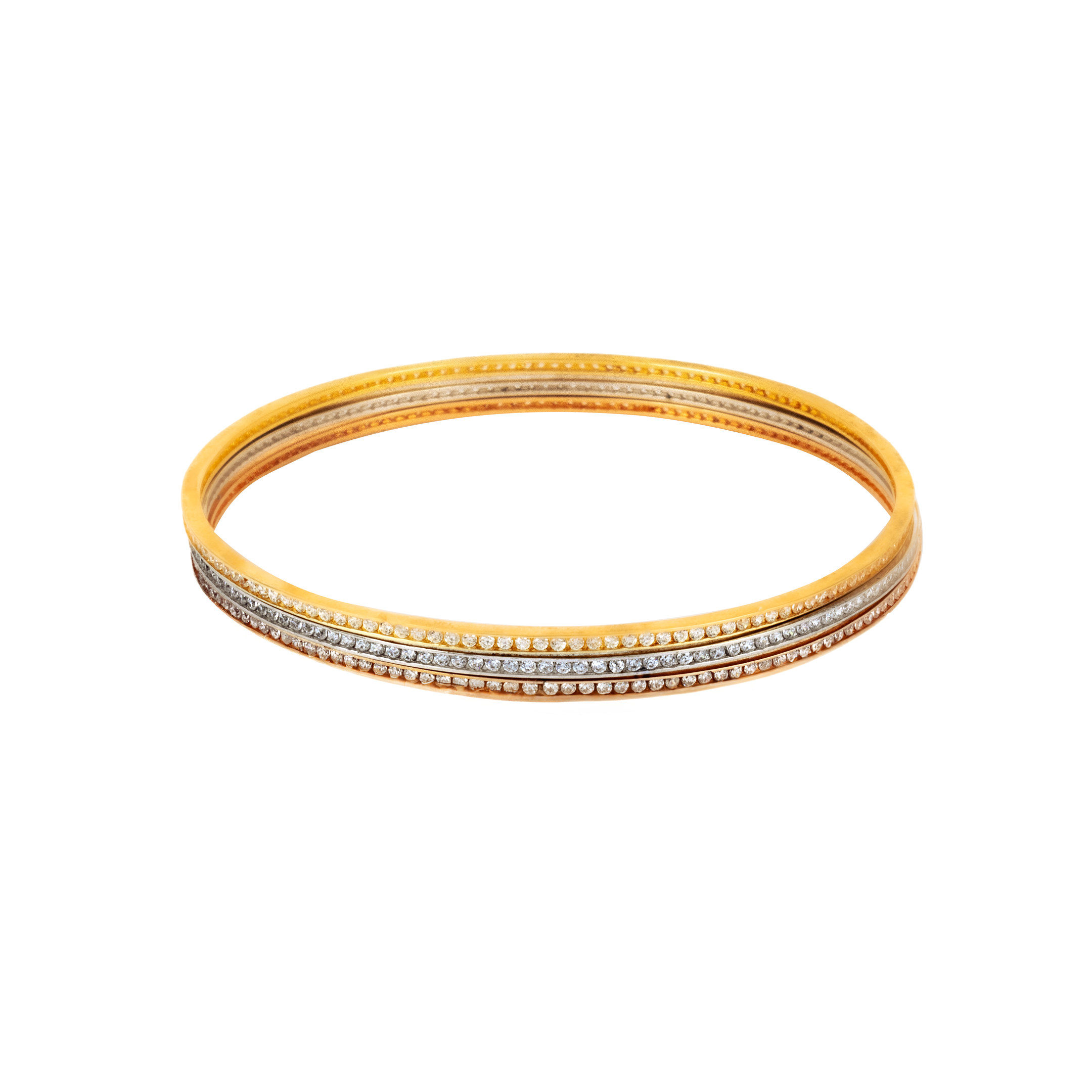 Semanario 3 Oros con circonias. Oro 14 Kilates. Oro Fino Joyería