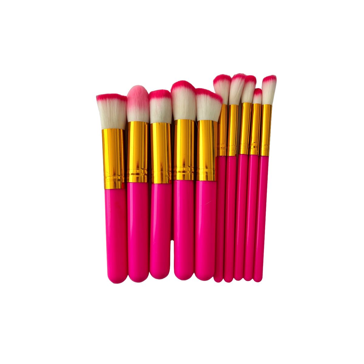 Set De 10 Brochas pinceles De Maquillaje Kabuki Colores