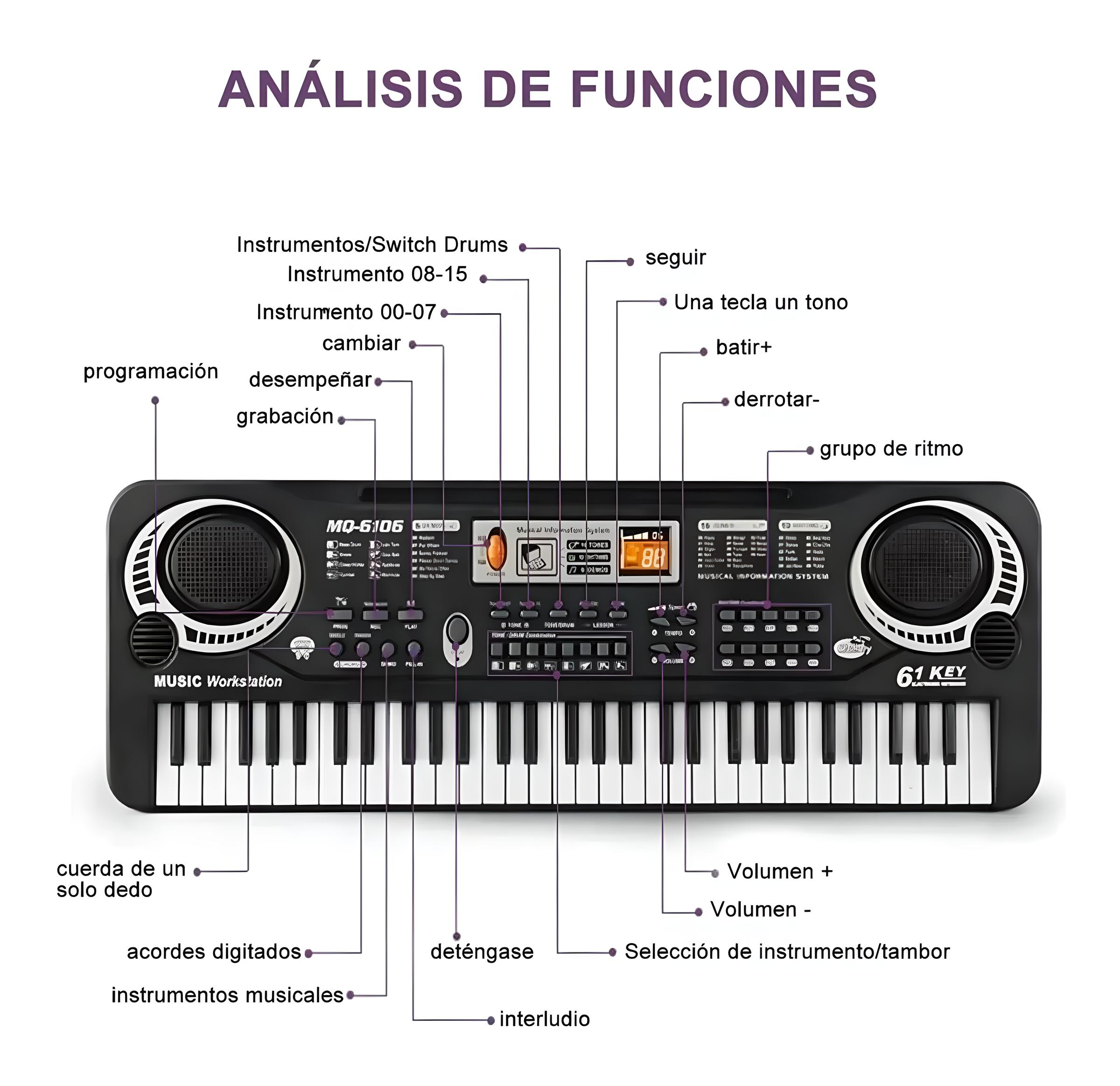 Teclados Piano Digital 61 Teclado Musical Digital Para Niños
