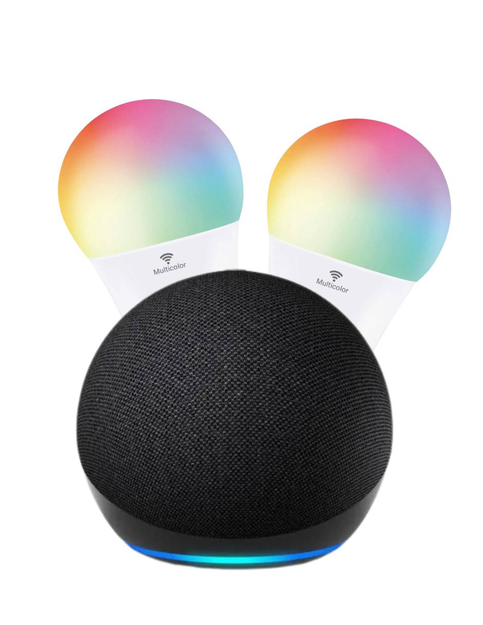 Combo Bocina Amazon Alexa Echo Dot 5ta Generacion (Blanco)   2 Focos Inteligentes Sengled.