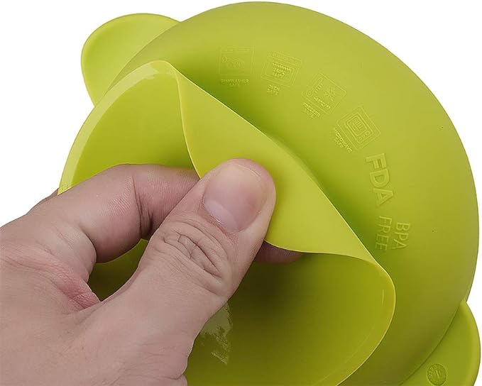 PAPU BABY Set de 2 tazones/bowl/plato y cuchara de Silicón 100% grado alimenticio con base de succión. Libre de BPA (Rosa/Beige)