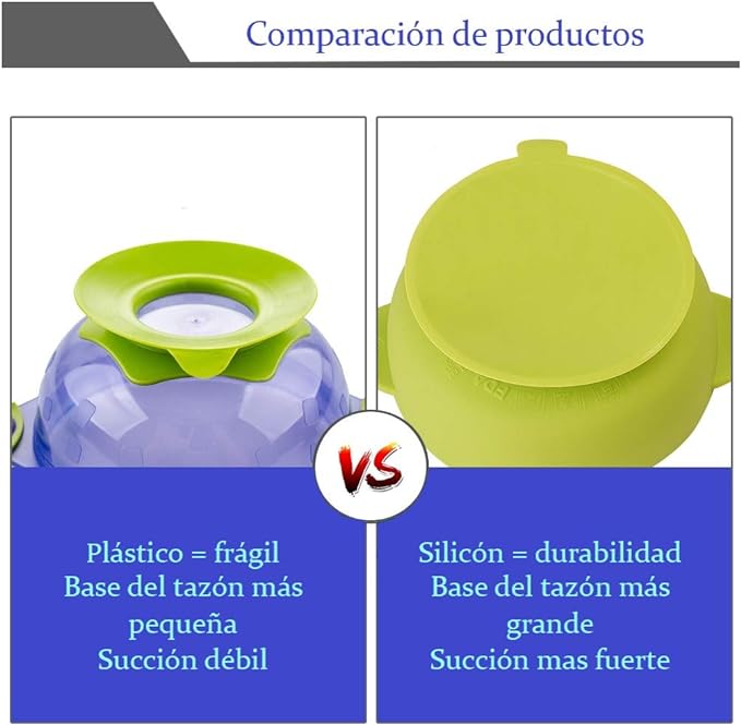 PAPU BABY Set de 2 tazones/bowl/plato y cuchara de Silicón 100% grado alimenticio con base de succión. Libre de BPA (Rosa/Beige)