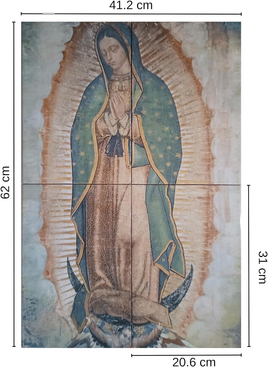 Virgen De Guadalupe Imagen Mural 40x60Cm En Azulejo Porcelanite