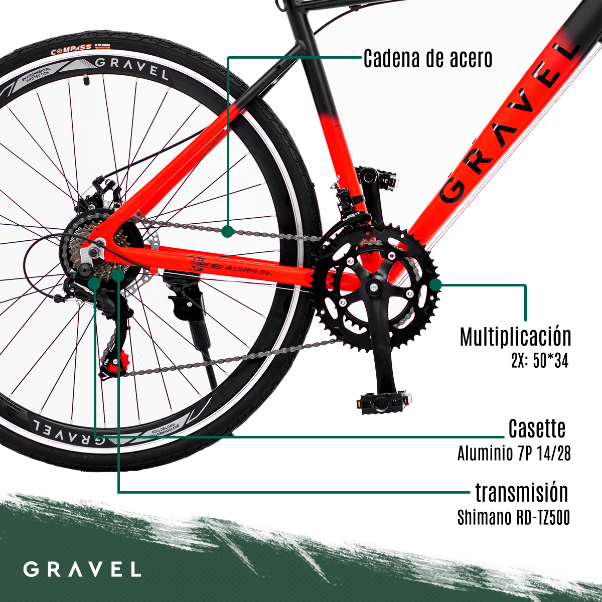 Bicicleta De Ruta Gravel Asphalt R700 Color Rojo Tamaño del cuadro 47 cm.