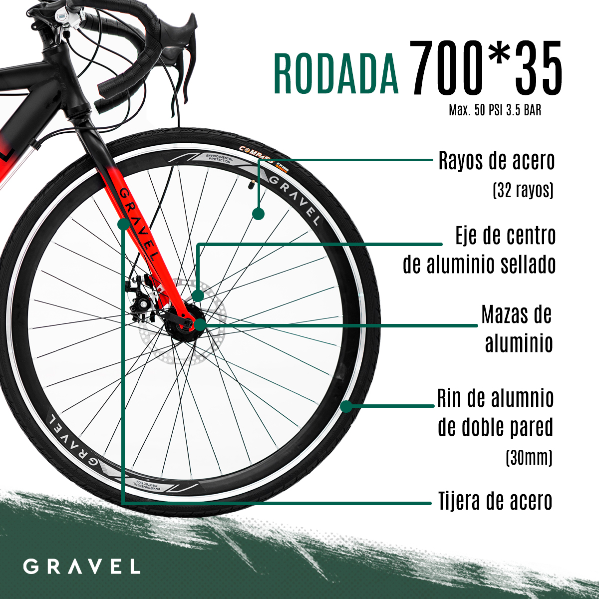 Bicicleta De Ruta Gravel Asphalt R700 Color Rojo Tamaño del cuadro 47 cm.