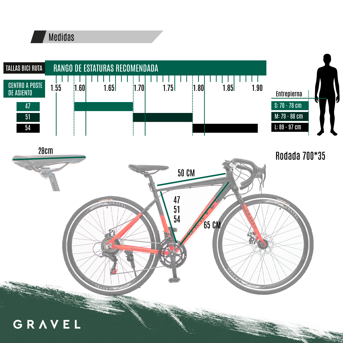 Bicicleta De Ruta Gravel Asphalt R700 Color Rojo Tamaño del cuadro 47 cm.