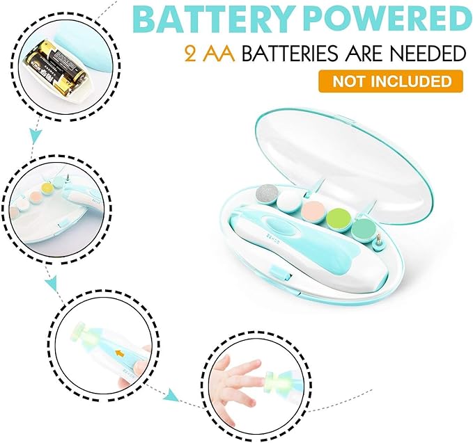 AXIDUN-Lima de uñas para bebé, Cortaúñas para bebé, Pulidora de uñas para bebé, Cortaúñas Versátiles，Lima de uñas para el cuidado del bebé(Verde)