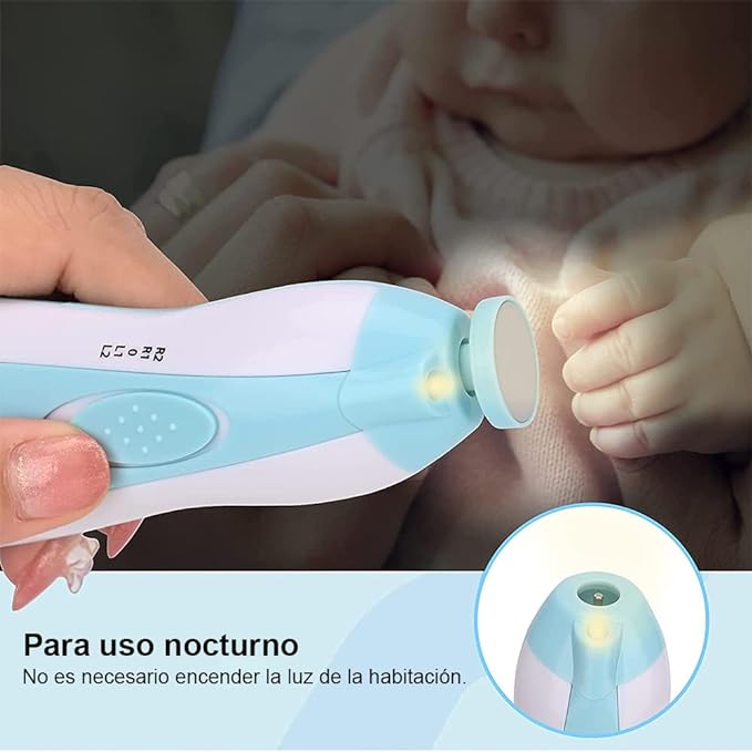 Lima de uñas bebe, VOICEPTT Set de Cuidado de uñas para Bebés 10 en 1, Pulidor de uñas para bebés Cortaúñas Versátiles con Luz LED