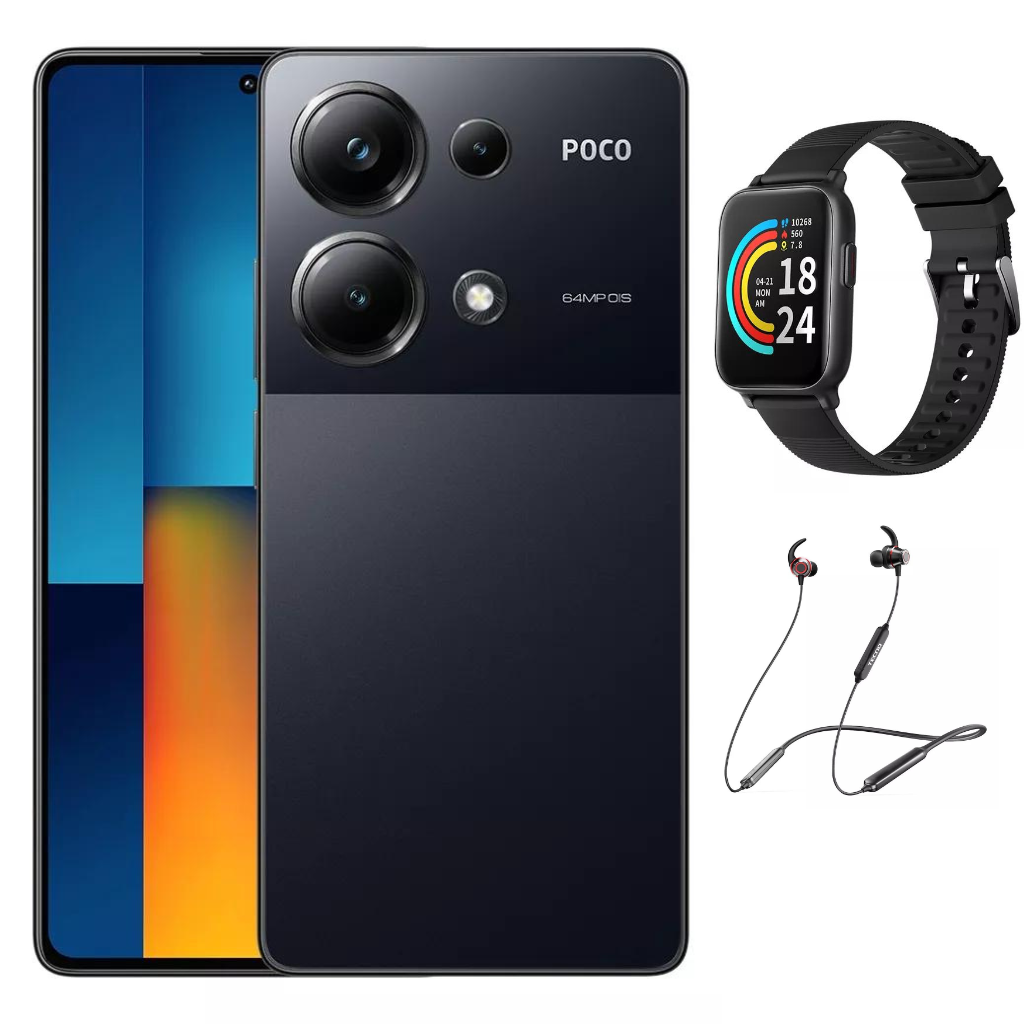 Celular Xiaomi Poco m6 pro 256gb 8gb ram con Smartband y Audífonos TECNO..