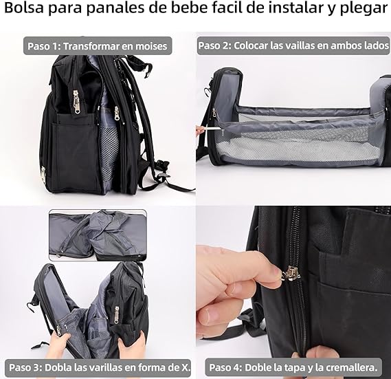 A Mochila Pañalera Para Bebé,Bolsa Para Pañales De Gran Capacidad
