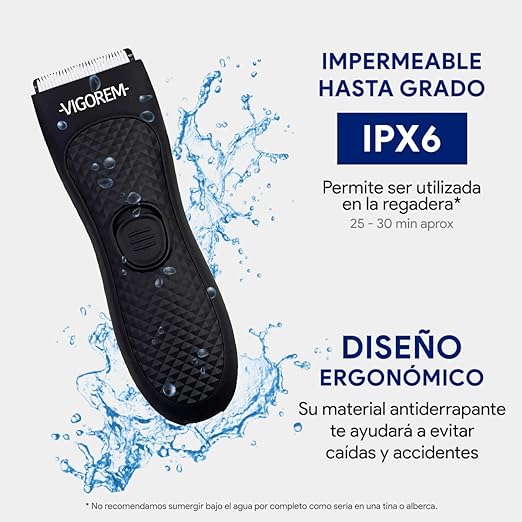 A VIGOREM Light Rasuradora para hombre corporal y zonas íntimas,Impermeable grado IPX-6,cuchillas de cerámica anticorte diseño compacto ideal para viajar y llevar a todos lados