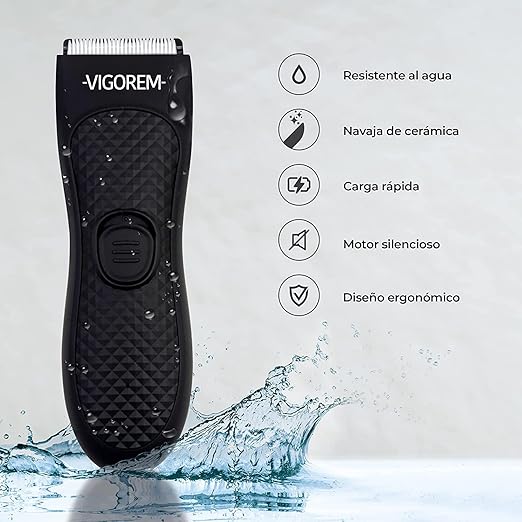 A VIGOREM Light Rasuradora para hombre corporal y zonas íntimas,Impermeable grado IPX-6,cuchillas de cerámica anticorte diseño compacto ideal para viajar y llevar a todos lados