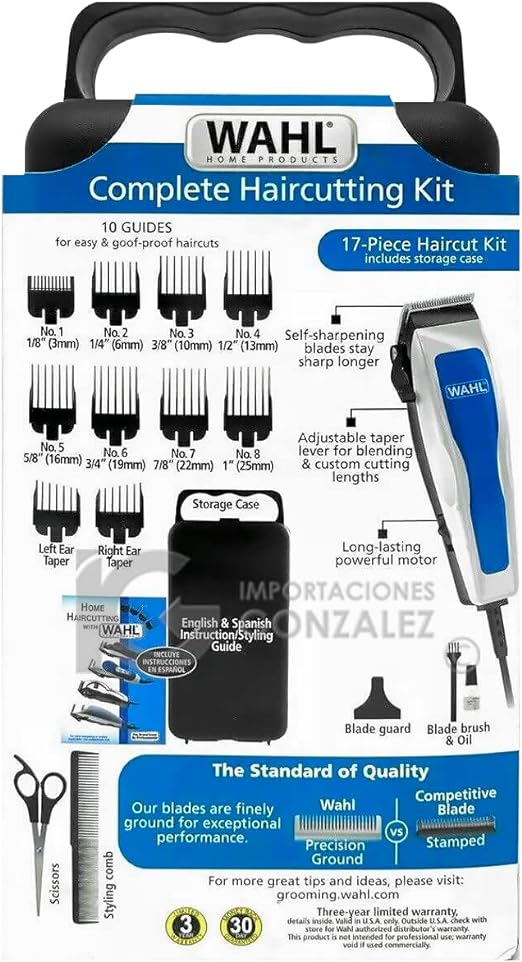 A Maquina Wahl Para Cortar Cabello Y Barba Kit Completo 17 Piezas
