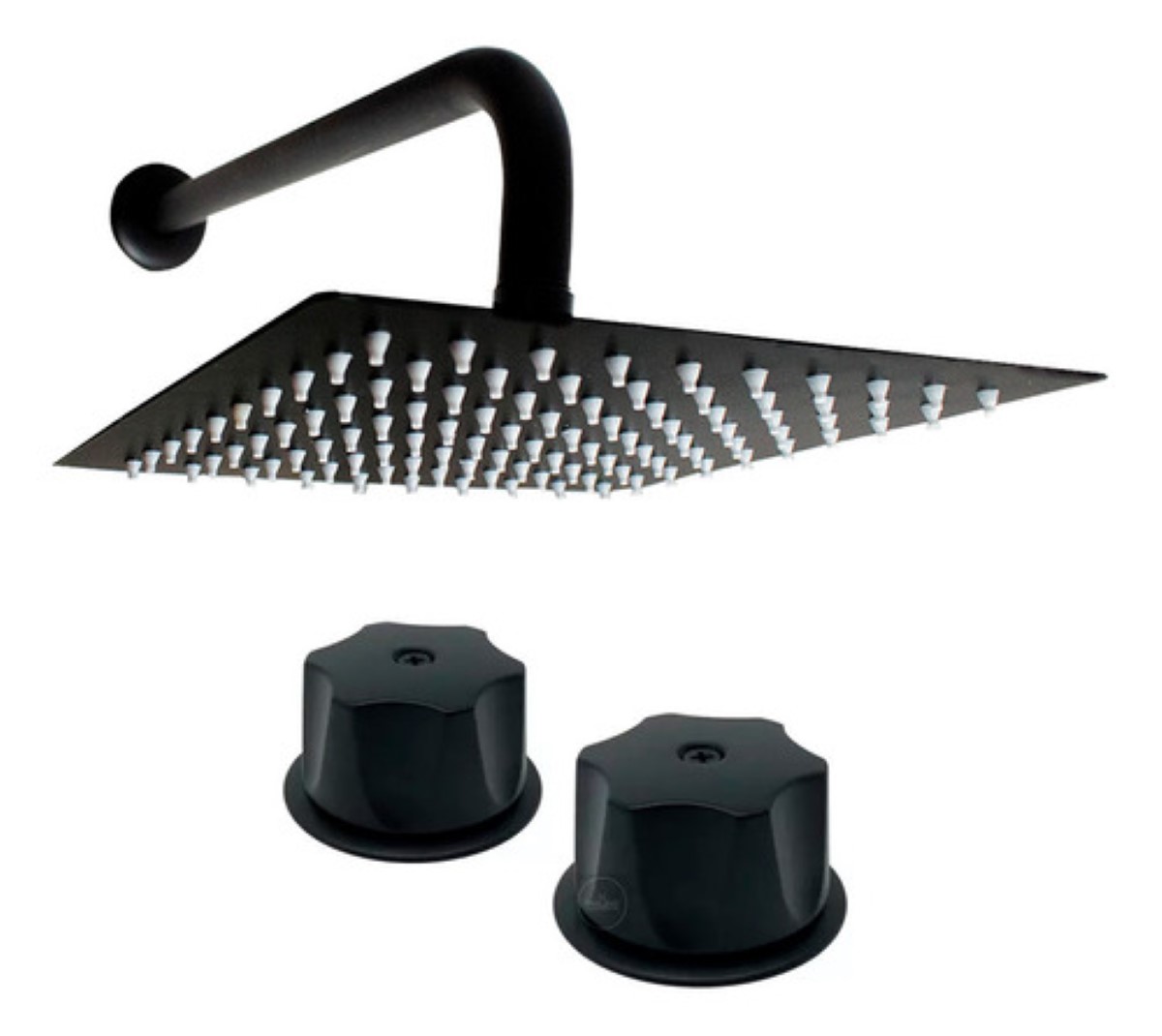 "Regadera Cuadrada 20cm Negra Con Tubo 50cm Y Manerales Negro "