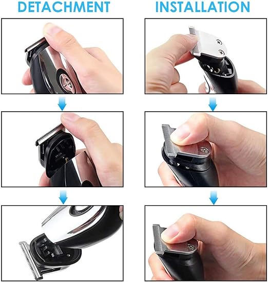 A Afeitador Eléctrica Y Barbero Eléctrico, Salandens Maquina Cortar Pelo con 6en 1 Set de Afeitado Multifunción, Eléctrico Maquina Afeitar Recortador de Barba/Nariz/Cabeza/Cara/Cuerpo, USB Carga Rápida