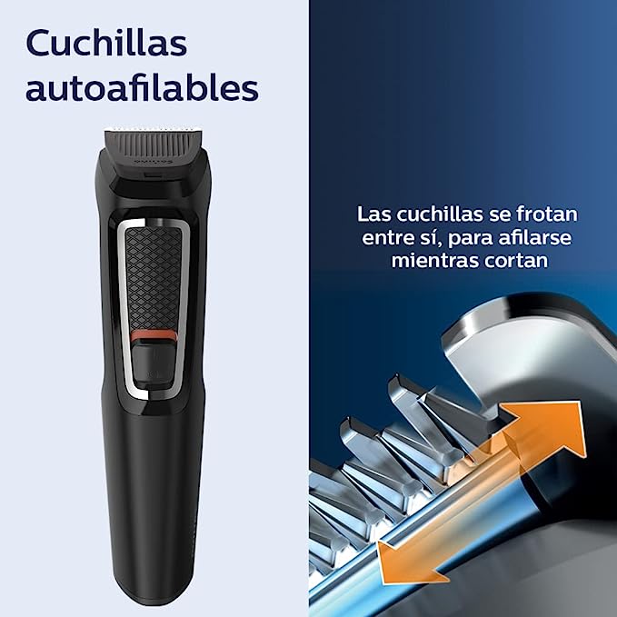 A Philips Multigroom Series 3000, Recortador todo en uno, 11 longitudes, MG3730/15, para cara, cabello y nariz