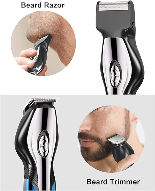 A Afeitador Eléctrica Y Barbero Eléctrico, Salandens Maquina Cortar Pelo con 6en 1 Set de Afeitado Multifunción, Eléctrico Maquina Afeitar Recortador de Barba/Nariz/Cabeza/Cara/Cuerpo, USB Carga Rápida