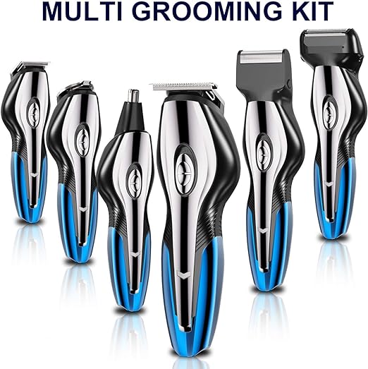 A Afeitador Eléctrica Y Barbero Eléctrico, Salandens Maquina Cortar Pelo con 6en 1 Set de Afeitado Multifunción, Eléctrico Maquina Afeitar Recortador de Barba/Nariz/Cabeza/Cara/Cuerpo, USB Carga Rápida