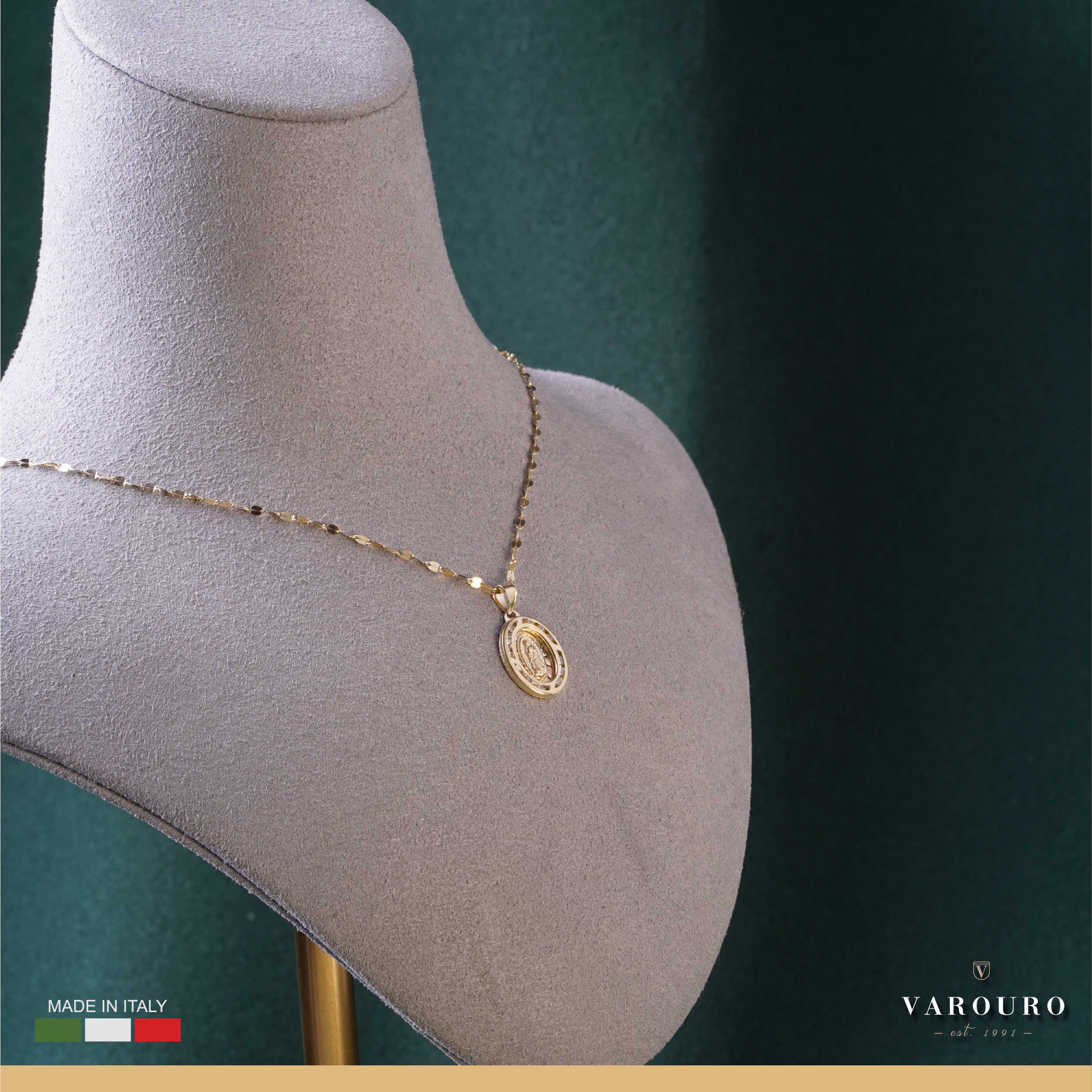 Medalla Virgen De Guadalupe Oro 10k + Cadena Solida Oro 10k