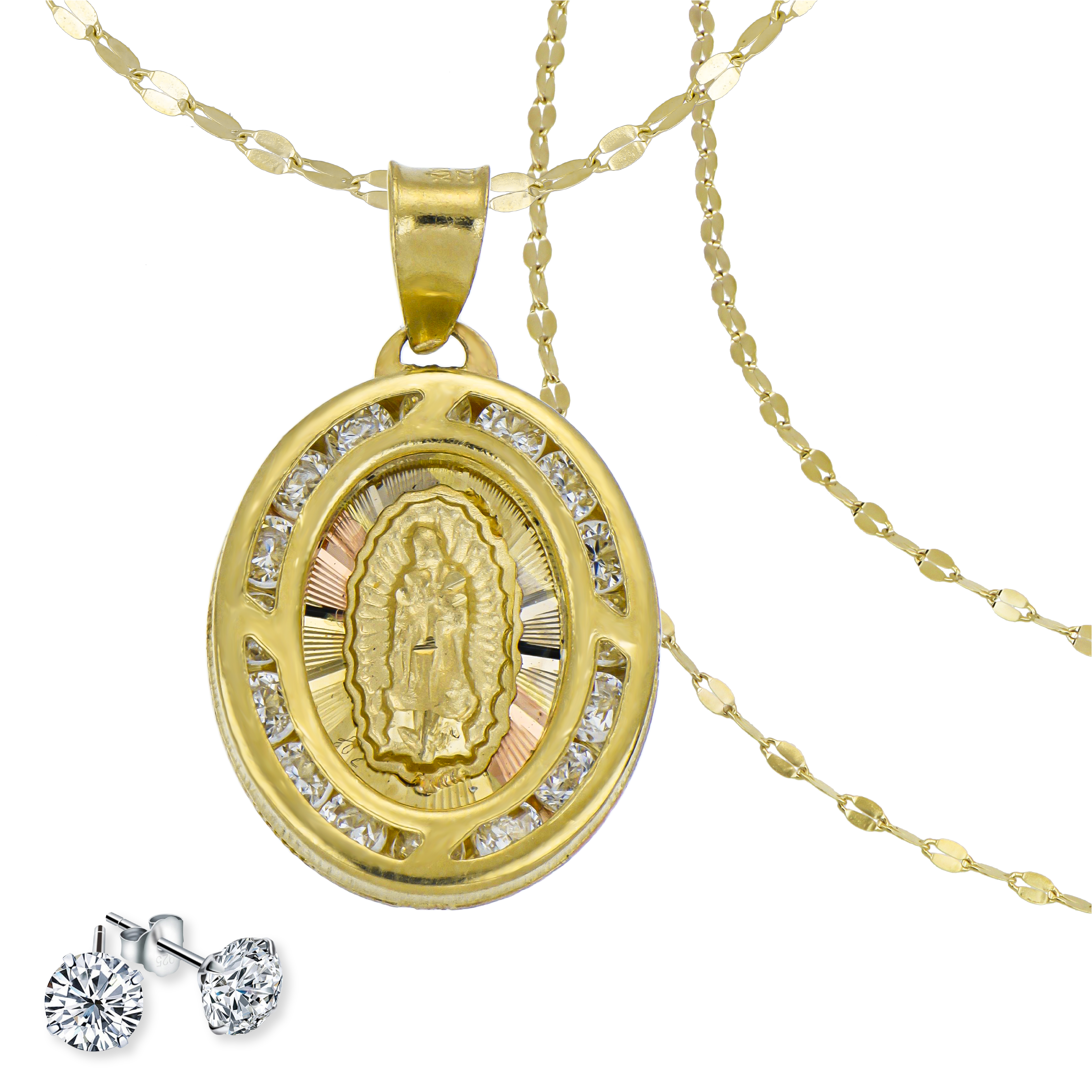 Medalla Virgen De Guadalupe Oro 10k + Cadena Solida Oro 10k
