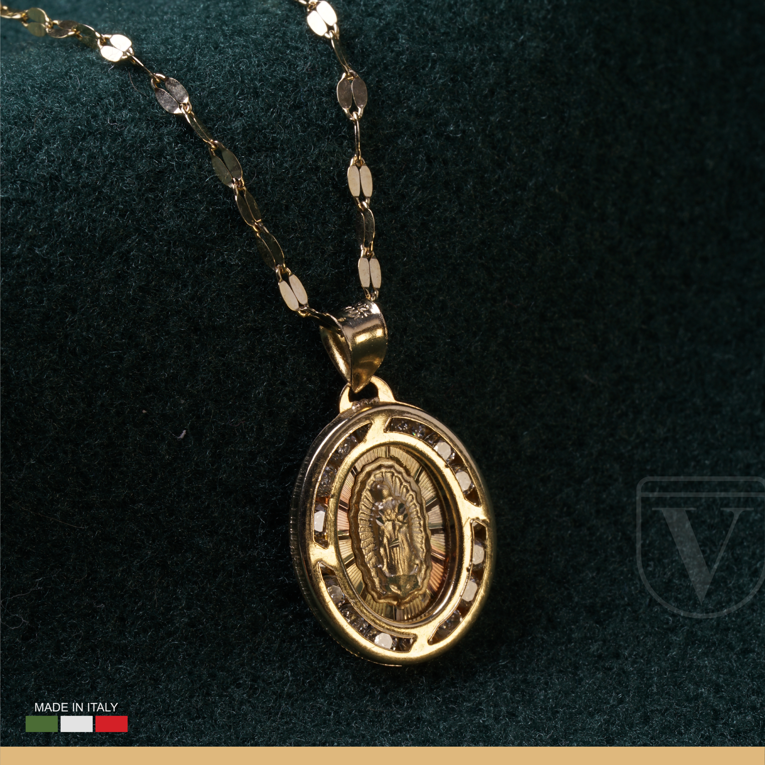 Medalla Virgen De Guadalupe Oro 10k + Cadena Solida Oro 10k