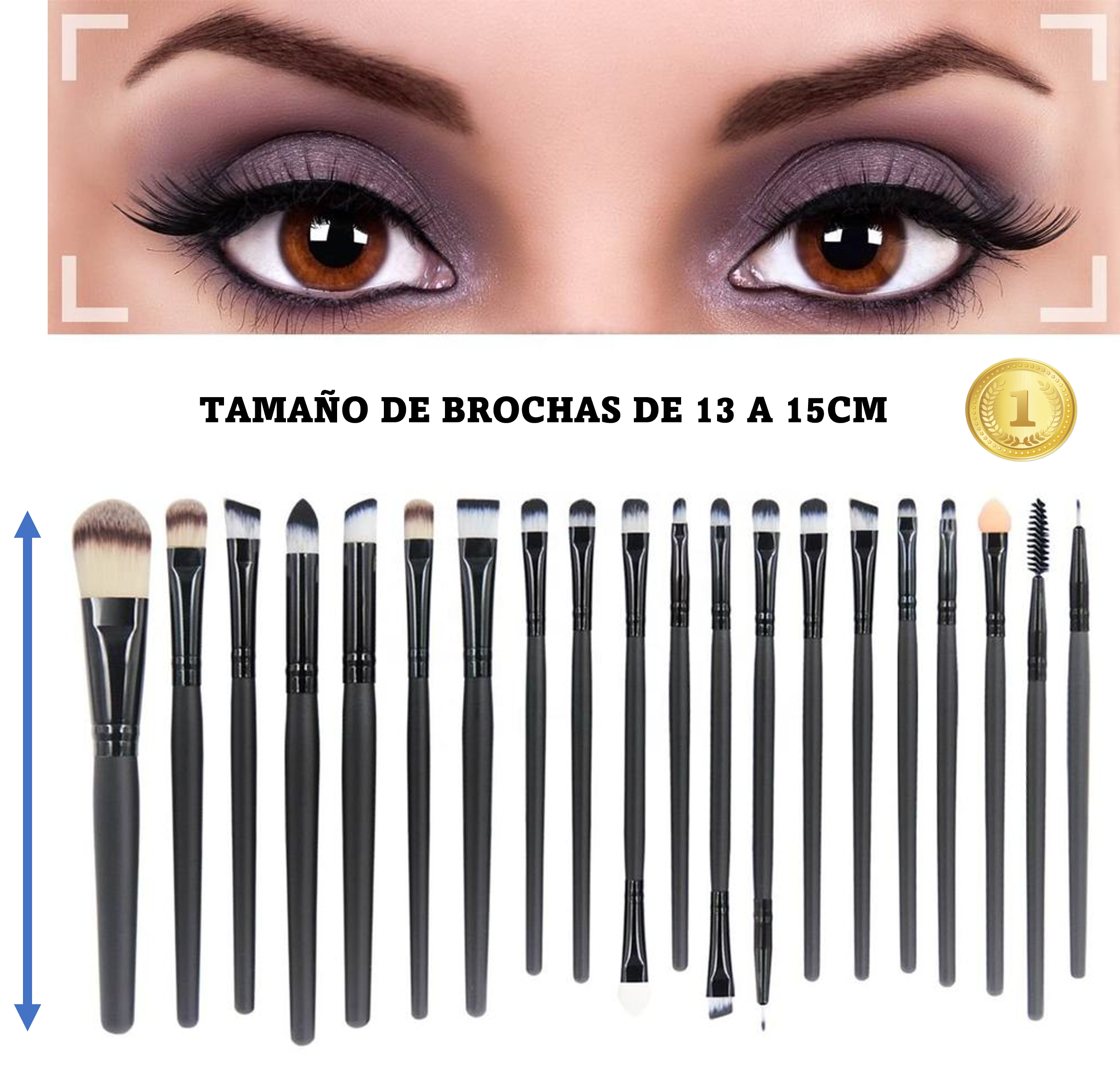 Set de 20 brochas para ojos, sombras, maquillaje, brillo, rubor