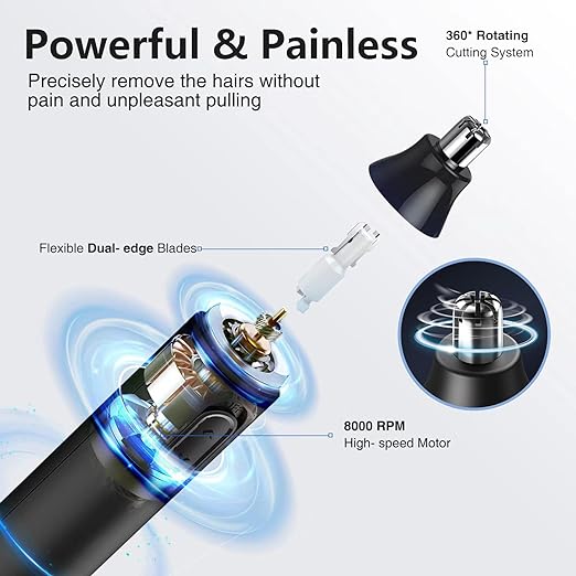 A Sendowtek Recortadora de Nariz Eléctrico, Depiladora de Nariz Hombre, Cortador de Vello Naríz Recargable, Maquina Vello Nariz, Electric Nose Trimmer con Cabezal de Repuesto, Indoloro, Impermeable