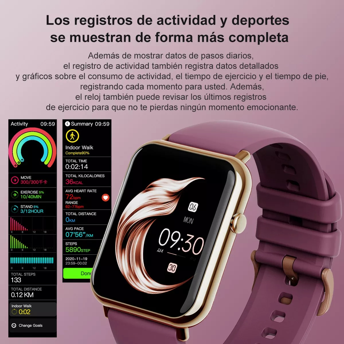 1.69'' Reloj Inteligente Smartwatch Mujer Con Impermeable