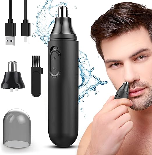 A Sendowtek Recortadora de Nariz Eléctrico, Depiladora de Nariz Hombre, Cortador de Vello Naríz Recargable, Maquina Vello Nariz, Electric Nose Trimmer con Cabezal de Repuesto, Indoloro, Impermeable