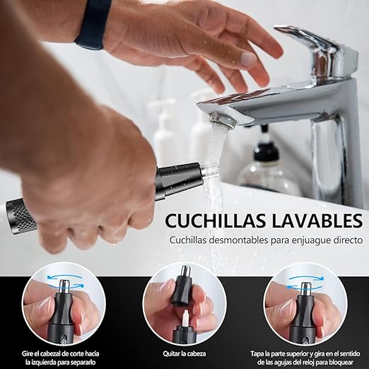 A Recortadora De Nariz y Cejas Recargable, ZZBIFRJ Rasuradora para Narizpara Recortar Cejas, Pelo De Manos y Pies, Barba y Pelo De Nariz (Negro).