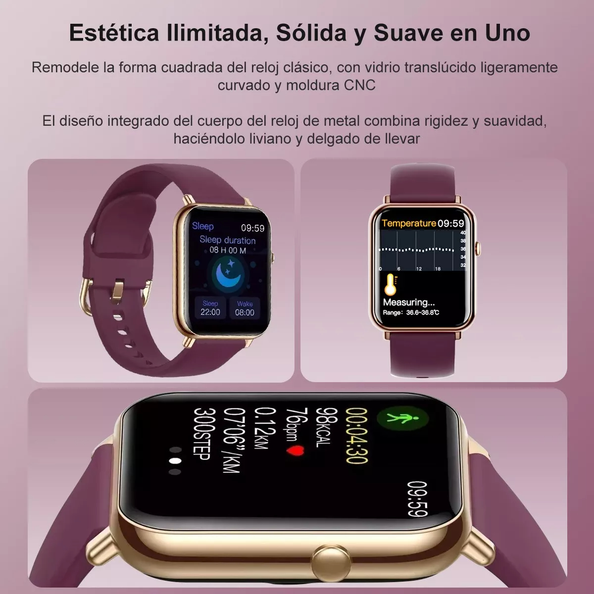 1.69'' Reloj Inteligente Smartwatch Mujer Con Impermeable