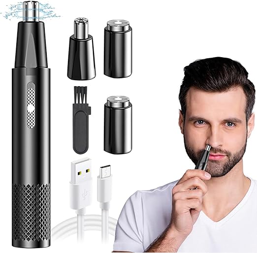 A Recortadora De Nariz y Cejas Recargable, ZZBIFRJ Rasuradora para Narizpara Recortar Cejas, Pelo De Manos y Pies, Barba y Pelo De Nariz (Negro).