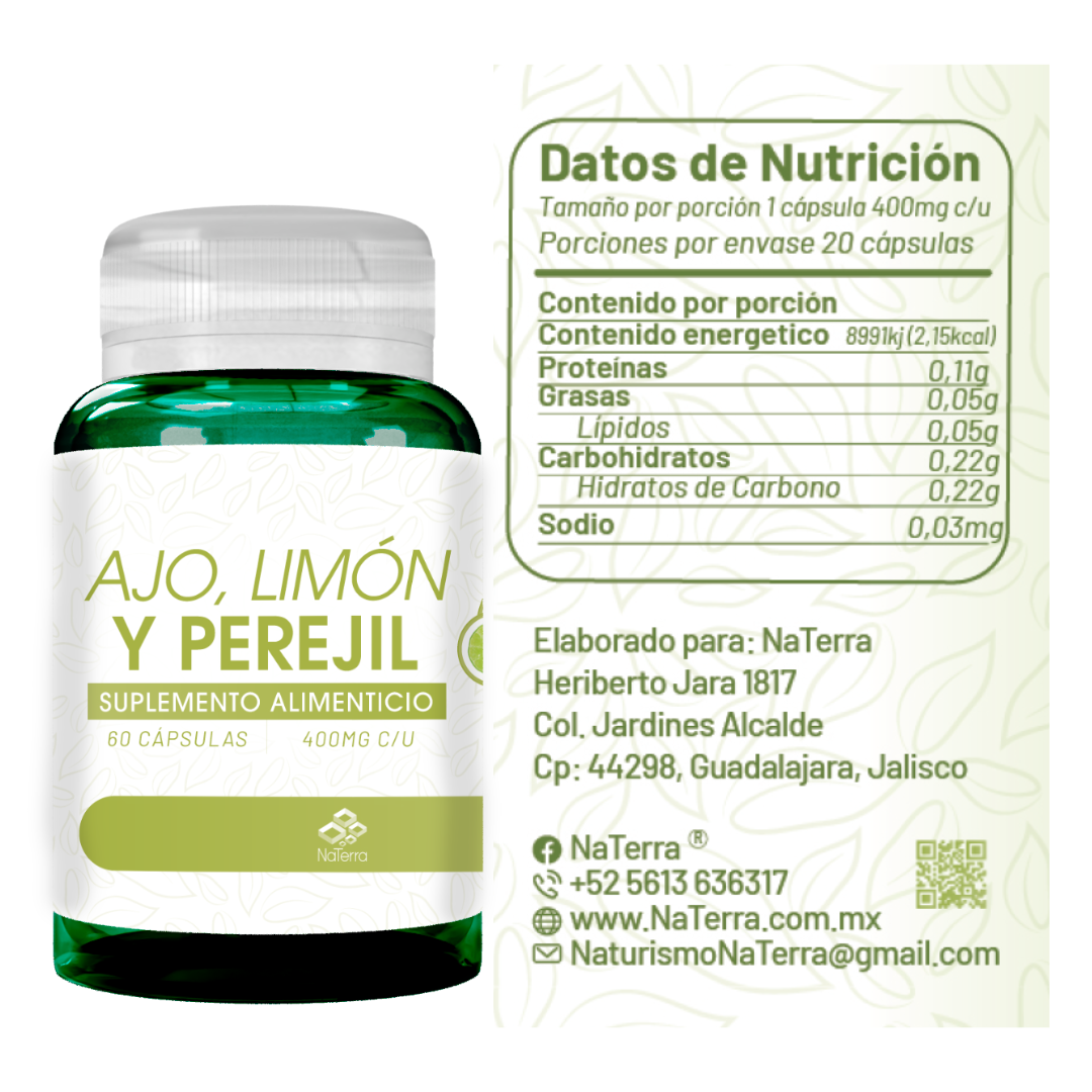 Ajo, Limón y Perejil 60 caps.