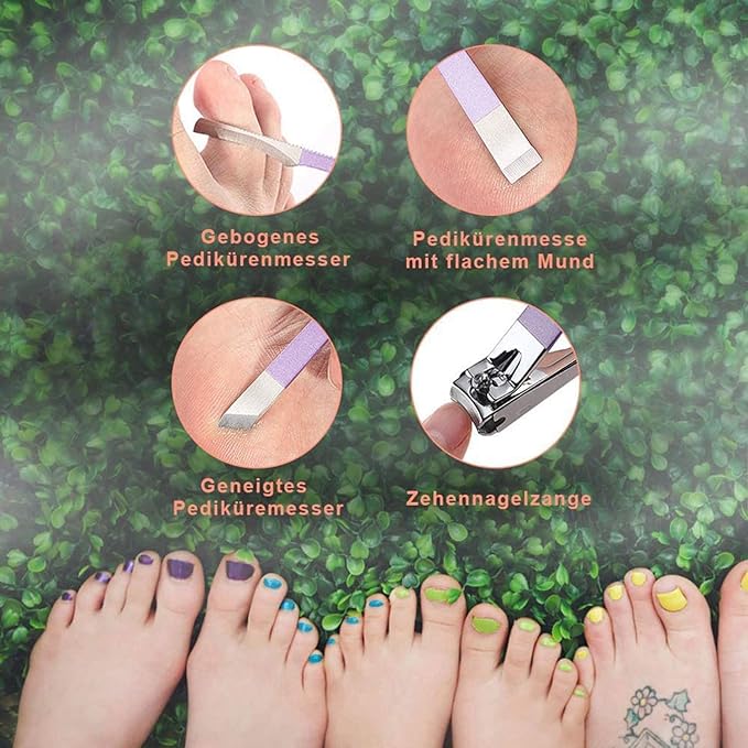 A Manicura Set 16 en 1 manicure kit acero inoxidable manicura y pedicura, conjunto de uñas de acero inoxidable, conjunto profesional de corte de uñas de belleza (Púrpura)