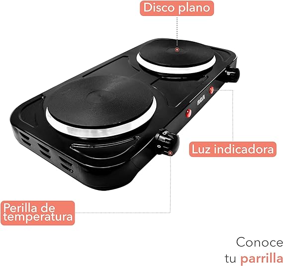 RCA Parrilla Eléctrica Plancha de Doble Disco Plano RC2000N