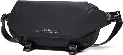 Riñonera Hombre YB00047, ARCTIC HUNTER AH Bandolera Cruzada Impermeable, Bolso de Pecho Antirrobo con Cremallera para Viaje, Senderismo, Ocio y Actividades al Aire Libre para Mujeres y Hombres (Negro)