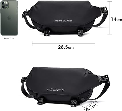 Riñonera Hombre YB00047, ARCTIC HUNTER AH Bandolera Cruzada Impermeable, Bolso de Pecho Antirrobo con Cremallera para Viaje, Senderismo, Ocio y Actividades al Aire Libre para Mujeres y Hombres (Negro)