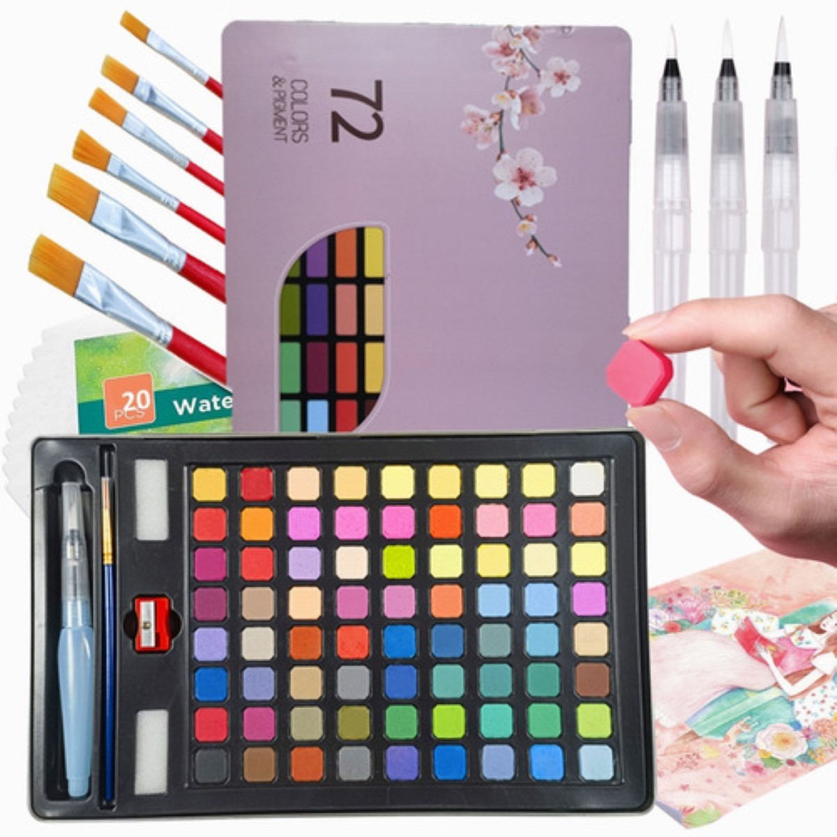 "Set Arte Profesional Kit Dibujo Acuarelas Profesional 107pzs "