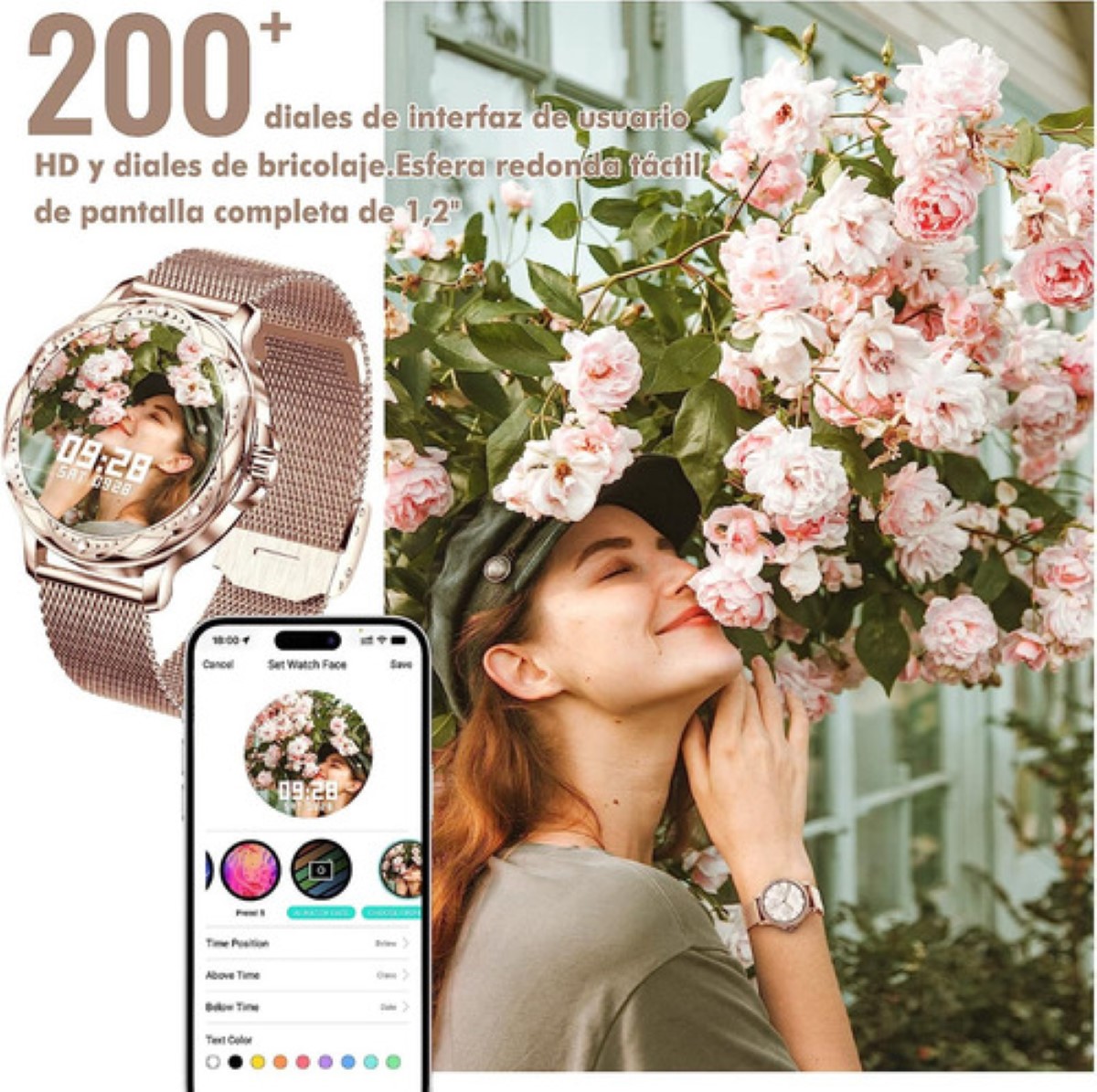 Reloj Inteligente Diamond Elegante De Mujeres oro rosa
