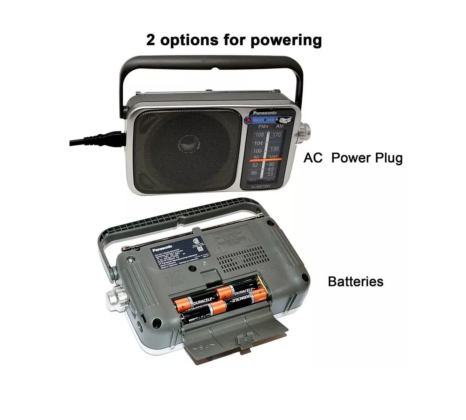 Radio Portatil Panasonic Modelo: Rf-2400 Am/fm Funciona a Pilas O Corriente, Color Plateado.