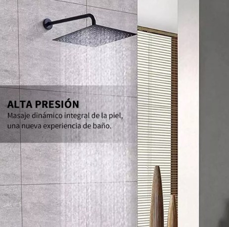 Regadera Cuadrada Tipo Lluvia Alta Presión Acero Inoxidable Color Negro T