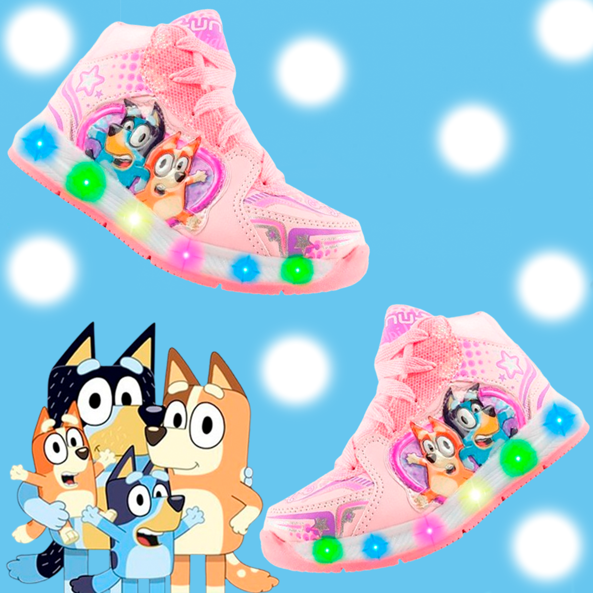 Tenis Niña Cachorros Blue Bingo Casual Moda Luces Leds 351-rp
