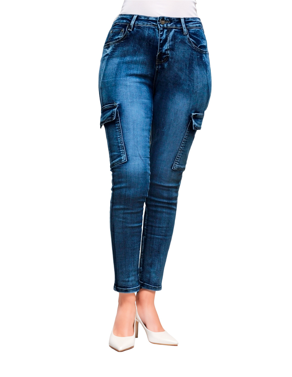 Pantalón cargo Ciclón skinny de mezclilla para mujer 